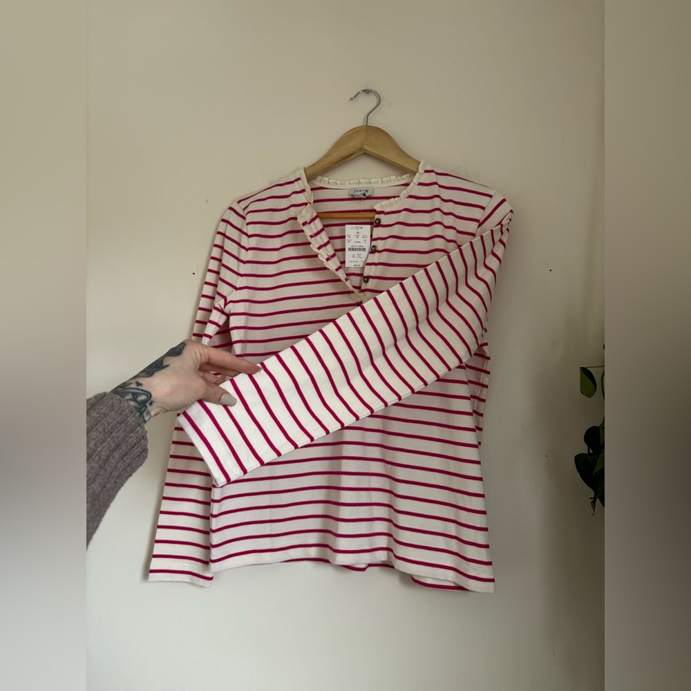 J Crew Striped Ruffle-Collar Henley - Picture 6 of 8